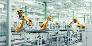 Production line showing quality control processes